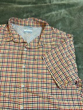 Columbia Omni-Shade Vented Fishing Shirt Mens XL Plaid Short Sleeve UPF Outdoor